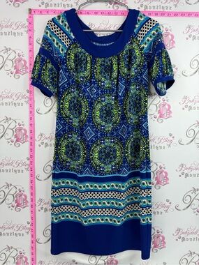 Dress paisley white Blue & Green Medallion Print Shift Dress